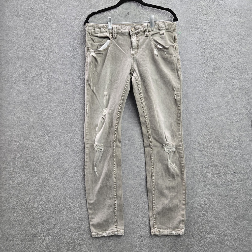 Free People Women Jeans 28 Gray Denim Distressed Skinny  28" Inseam